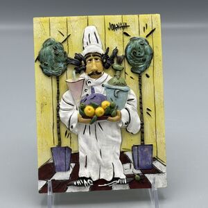 Italian Waiter 3D Whimsical Chef Resin Wall Plaque by Joanna Cocktail Barware 6"